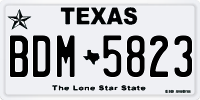 TX license plate BDM5823