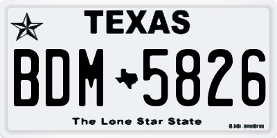 TX license plate BDM5826