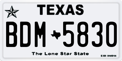 TX license plate BDM5830