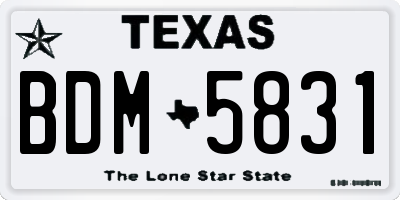 TX license plate BDM5831