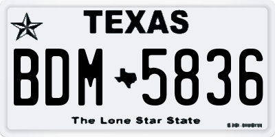 TX license plate BDM5836