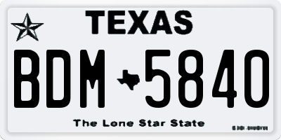 TX license plate BDM5840