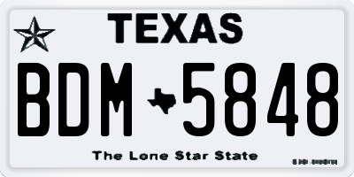 TX license plate BDM5848