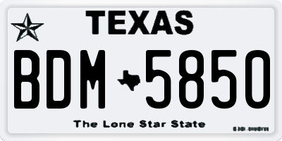 TX license plate BDM5850