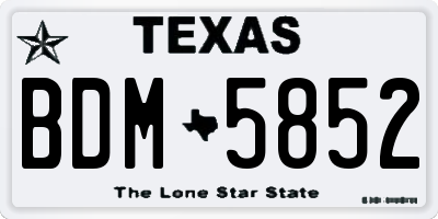 TX license plate BDM5852