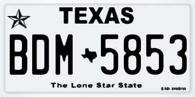 TX license plate BDM5853