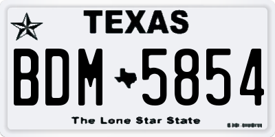 TX license plate BDM5854