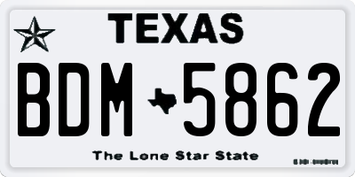 TX license plate BDM5862