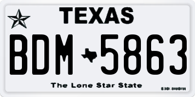 TX license plate BDM5863