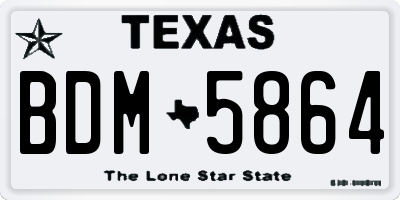 TX license plate BDM5864