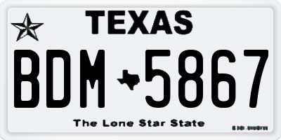 TX license plate BDM5867