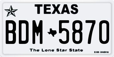 TX license plate BDM5870