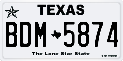 TX license plate BDM5874