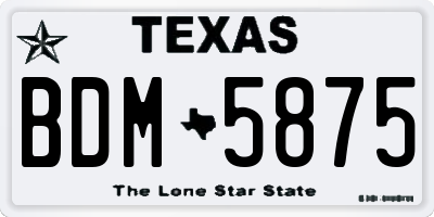 TX license plate BDM5875