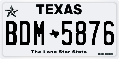 TX license plate BDM5876