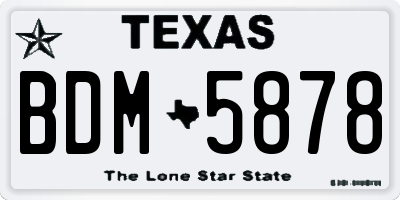 TX license plate BDM5878