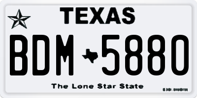 TX license plate BDM5880