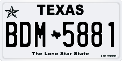 TX license plate BDM5881