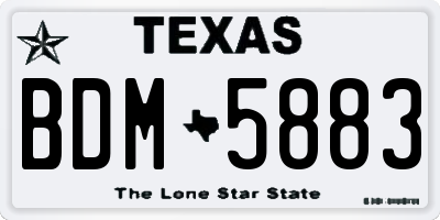 TX license plate BDM5883