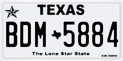 TX license plate BDM5884