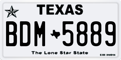 TX license plate BDM5889