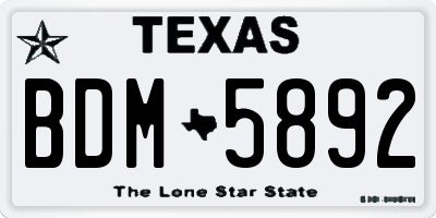 TX license plate BDM5892