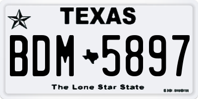TX license plate BDM5897