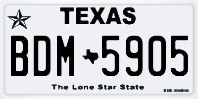 TX license plate BDM5905