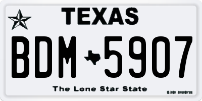 TX license plate BDM5907