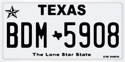 TX license plate BDM5908