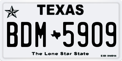 TX license plate BDM5909