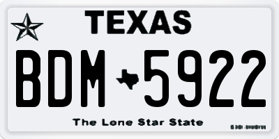 TX license plate BDM5922