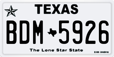 TX license plate BDM5926