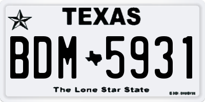 TX license plate BDM5931