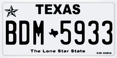 TX license plate BDM5933