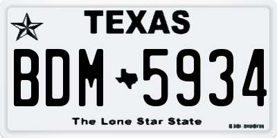 TX license plate BDM5934