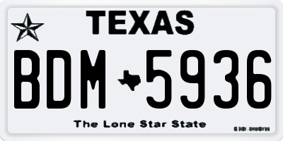 TX license plate BDM5936