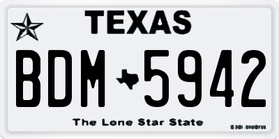 TX license plate BDM5942