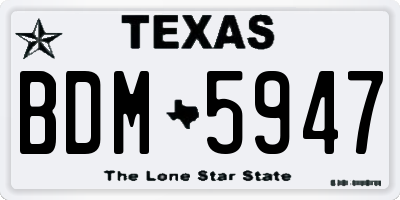 TX license plate BDM5947