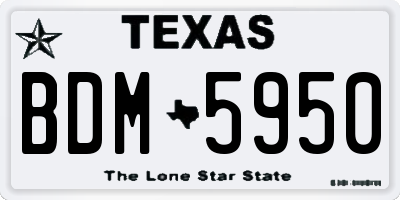 TX license plate BDM5950