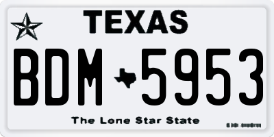TX license plate BDM5953