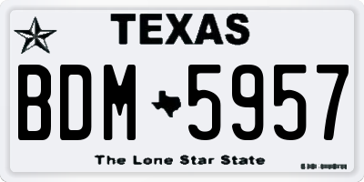 TX license plate BDM5957