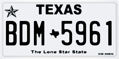 TX license plate BDM5961