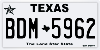 TX license plate BDM5962