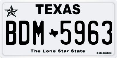 TX license plate BDM5963