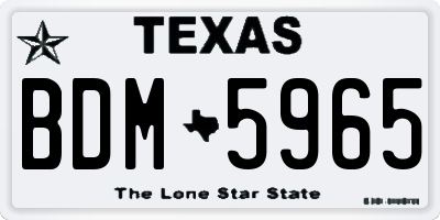 TX license plate BDM5965