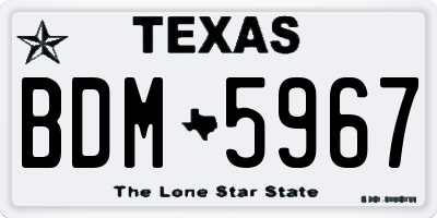 TX license plate BDM5967