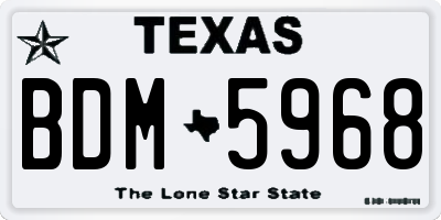 TX license plate BDM5968
