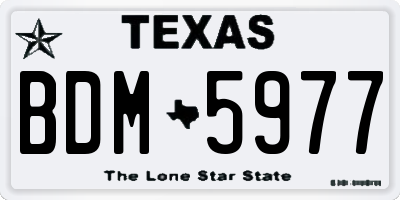 TX license plate BDM5977