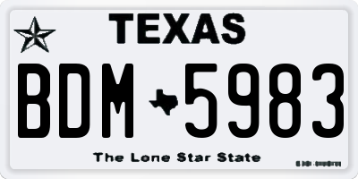 TX license plate BDM5983